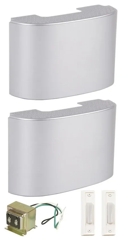 Craftmade 2 Designer Chime Kit w/ 2 White Buttons CK2002-BN - Brshd Satin Nickel