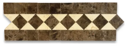 Crema Marfil Marble Classic Diamond Mosaic Border Listello Tile Polish, 1 sheet