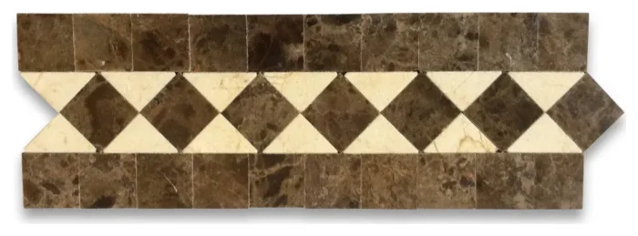 Crema Marfil Marble Classic Diamond Mosaic Border Listello Tile Polish, 1 sheet - Image 1