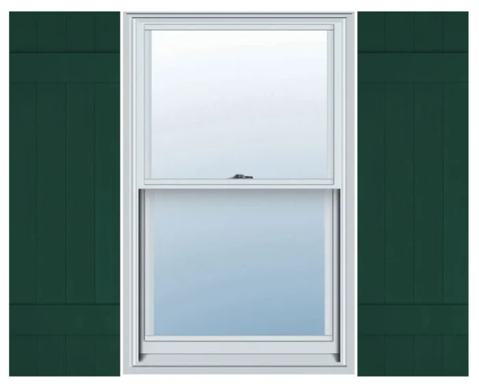 Custom, Four Board Joined, Board-n-Batten Shutters, Midnight Green, 44"x14" - Image 1