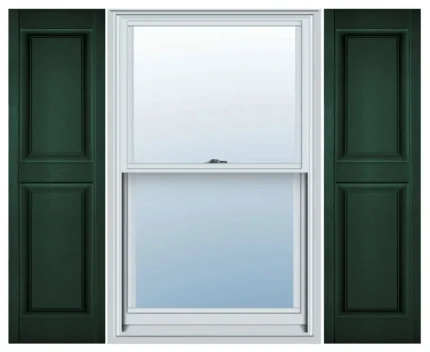 Custom, Two Equal Panels, Raised Panel Shutters, Midnight Green, 36"x12"