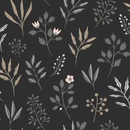 Cynara Charcoal Scandinavian Floral Wallpaper Sample
