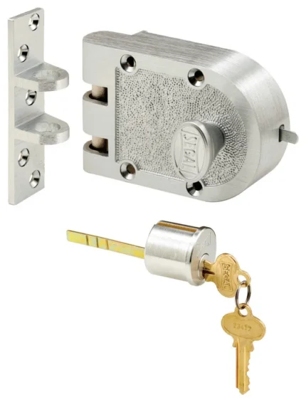 Deadbolt, Solid Bronze Alloy, Brushed Chrome, Flat Strike, Single Cylinder