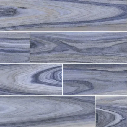 Dellano Exotic Blue 8x48 Polished Wood Look Porcelain Tile, Sample