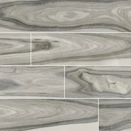 Dellano Moss Grey 8x48 Polished Wood Look Porcelain Tile, Sample