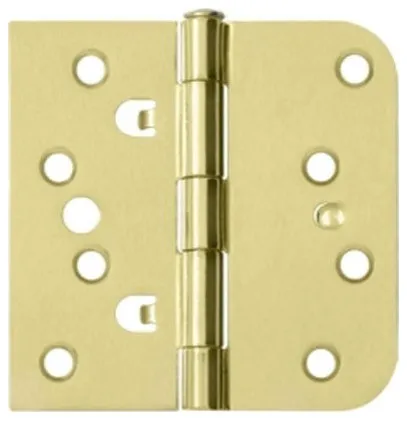 Deltana DE44058TT 4 x 4 Plain Bearing 5/8" Radius Corner Full - Brushed Brass
