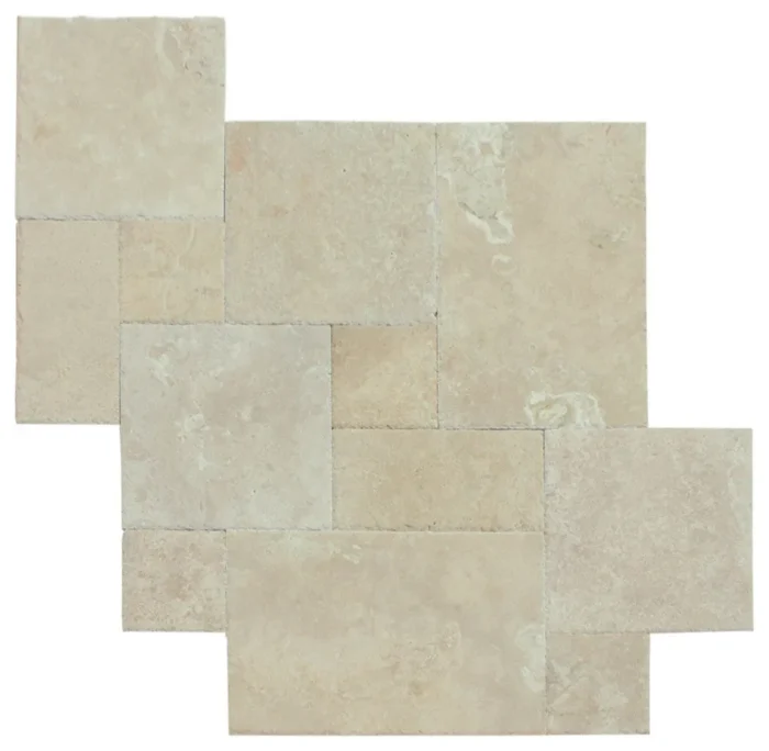 Denizli Beige Travertine Tile Antique Pattern, Brushed and Chiseled- 20 boxes - Image 1