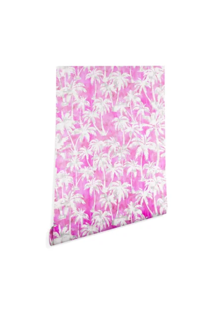 Deny Designs Schatzi Brown Maui Palm 2 Pink Wallpaper, Pink, 2'x8'