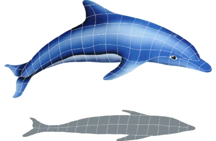 Dolphin in the Sun with Shadow A Ceramic Swimming Pool Mosaic 31"x42"