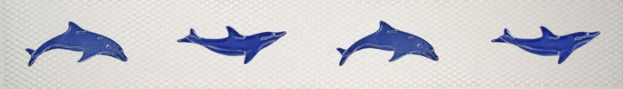 Dolphins Step Markers Ceramic Swimming Pool Mosaic 3"x24", Blue - Image 1