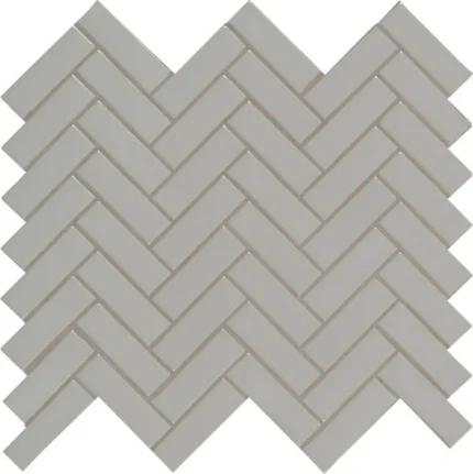 Domino Gray Glossy Herringbone Mosaic, 20 Sheets