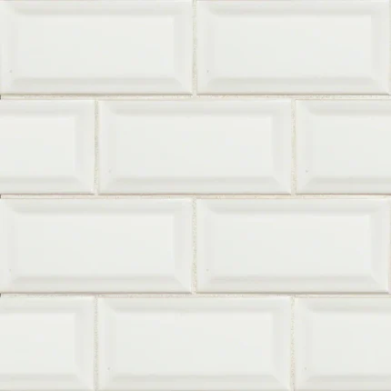 Domino White Glossy 3X6 Beveled Tile, Sample