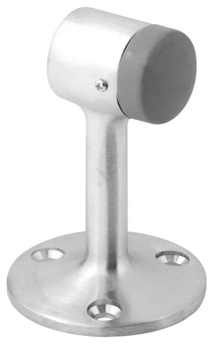 Door Floor Stop with 2-1/4" Diameter, Brushed Chrome/Plated Brass