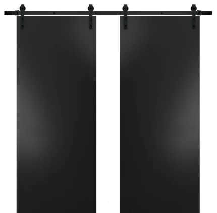 Double Barn Door 64 x 96 & Hardware | Planum 0010 Black Matte | 13FT Rail