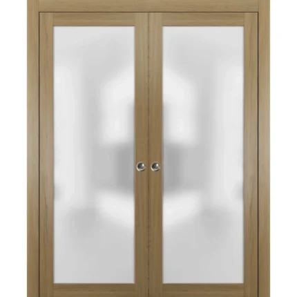 Double Pocket Door 64x80 Frosted Glass | Planum 2102 Honey Ash