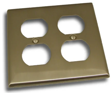 Double Receptacle Outlet Plate, Satin Nickel