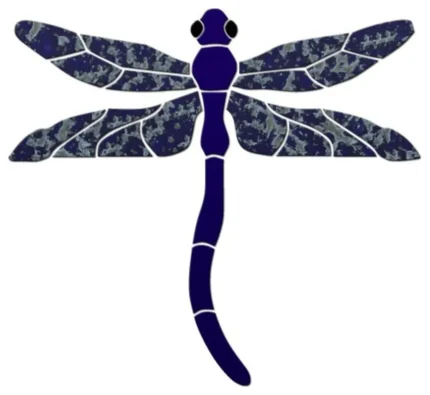Dragonfly Ceramic Pool Mosaic - Dark Blue - 8"x7" 8"x7", Dark Blue