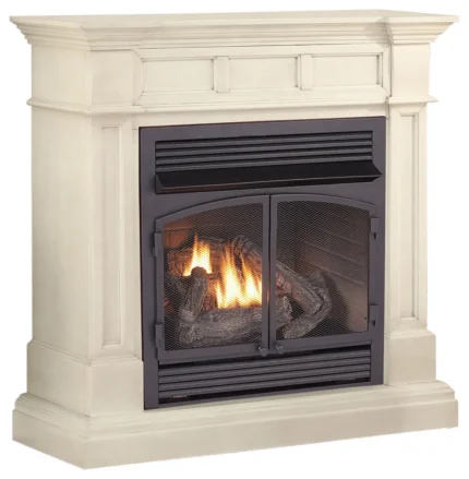 Duluth Forge Dual Fuel Ventless Gas Fireplace, 32,000 BTU, T-Stat, Antique White