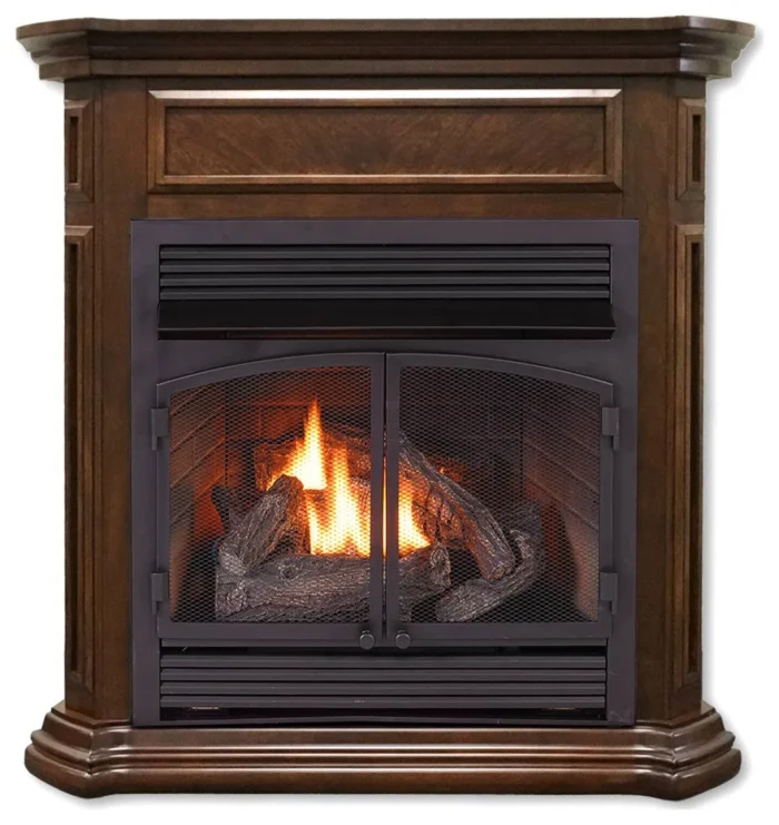 Duluth Forge Dual Fuel Ventless Gas Fireplace, 32,000 BTU, T-Stat, Nutmeg - Image 1