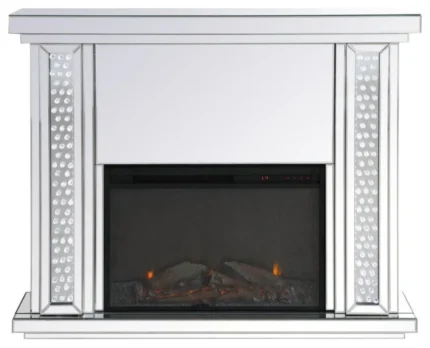 Elegant Decor MF98901-F1 Raiden 47" LED Mirrored Mantle With Wood Fireplace