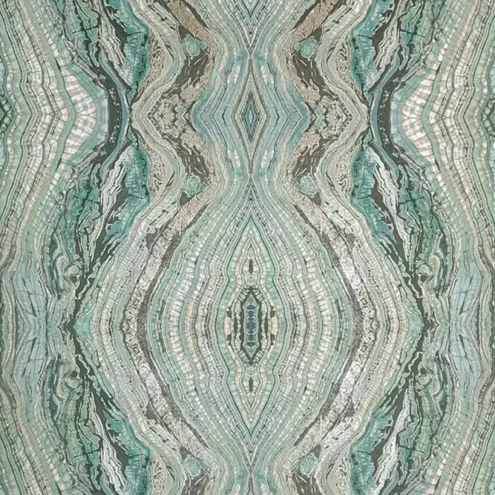 Emerald teal green Kaleidoscope faux marble mineral stone Wallpaper , 8.5" X 11" Sample - Image 1