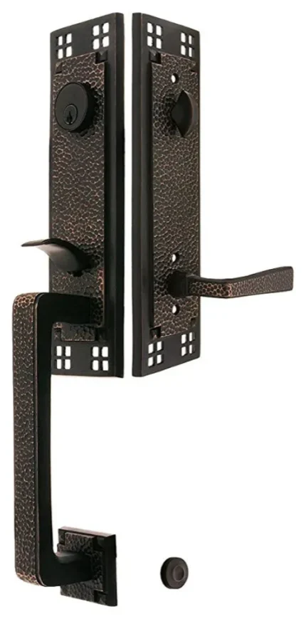 Emtek Arts and Crafts Entry Set with Left Handed Lever Oil Rubbed Bronze Finish