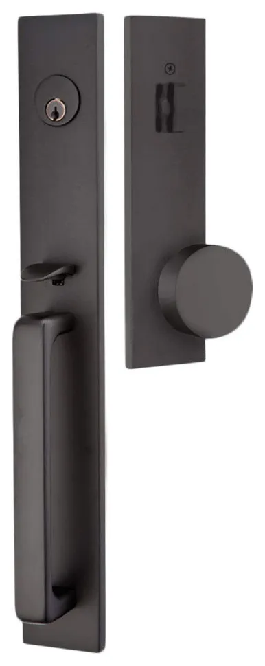 Emtek Lausanne Keyed Entry Modern Handleset, Round Knob, Flat Black Finish