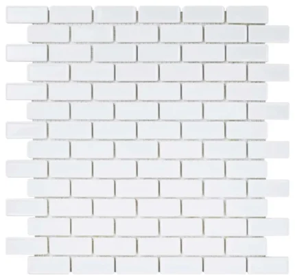 Expressions Glass Mosaic Floor Tile, Recessed Subway White, Sample