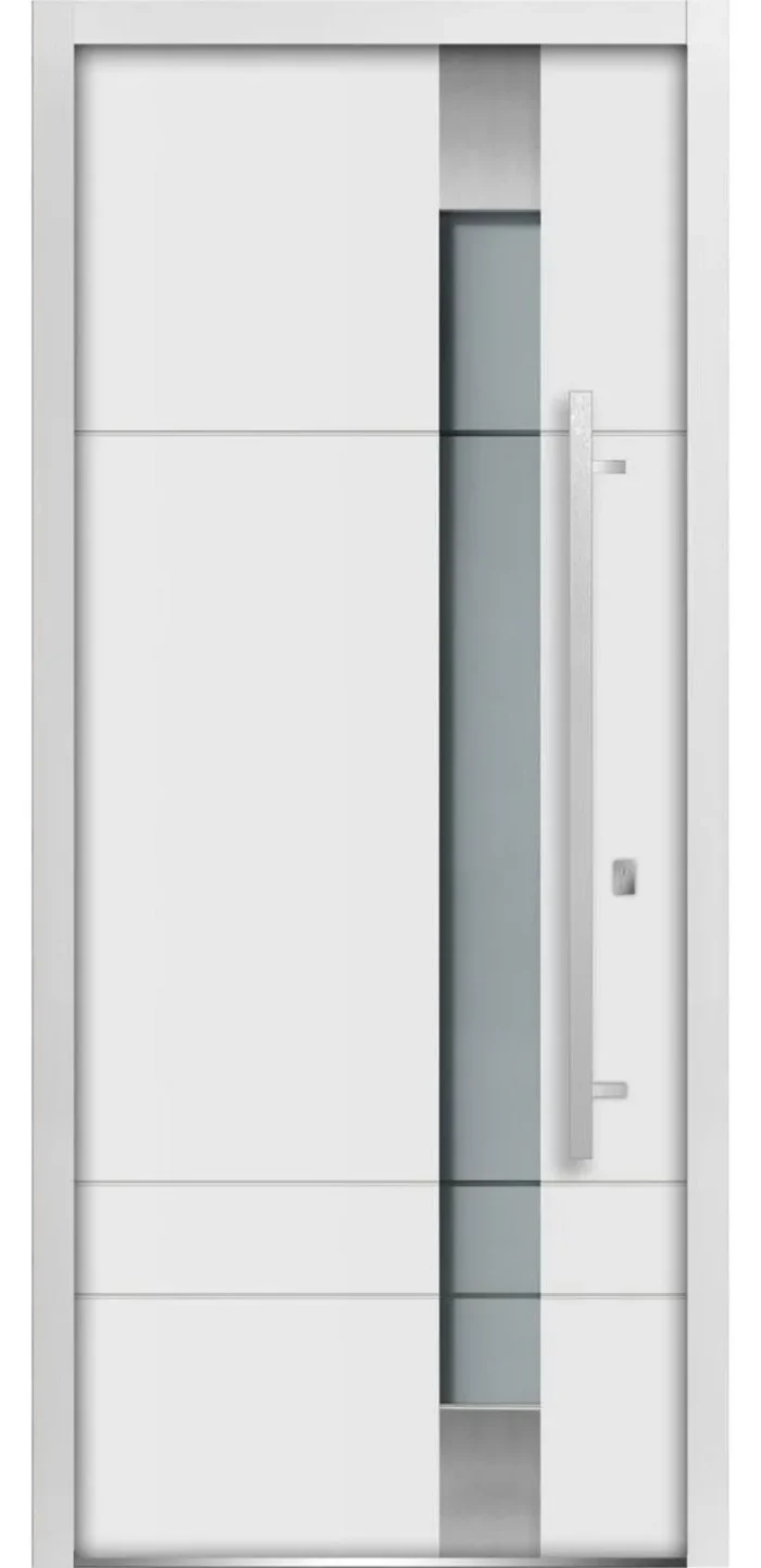 Exterior Prehung Frosted Glass Door / Deux 1713 White Enamel, Left in - Image 1