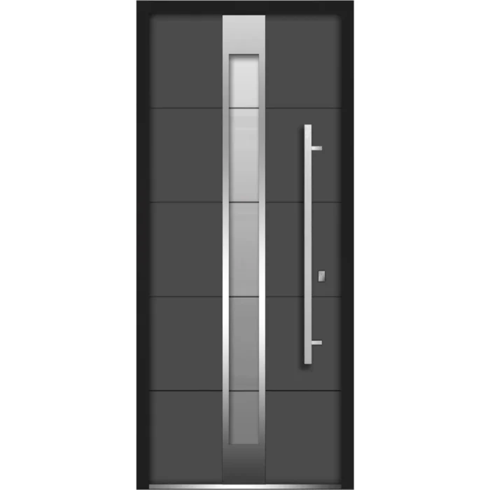 Exterior Prehung Frosted Glass Door  / Deux 1717 Gray Graphite, Left in - Image 1
