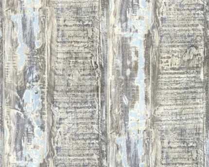 Faux Textured Wallpaper, Wooden Look, Beige Blue Brown, One Roll