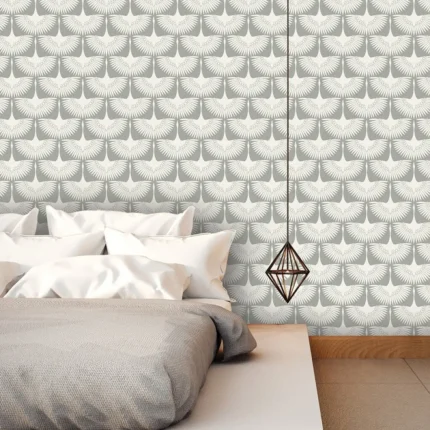 Feather Flock Peel and Stick Wallpaper, Chalk, 56.37 Sq. Ft.