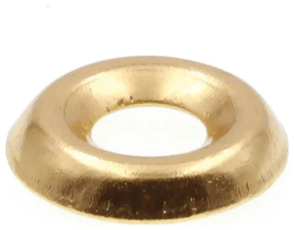 Finishing Washers, Countersunk #6 Brass Plated Steel 100PK