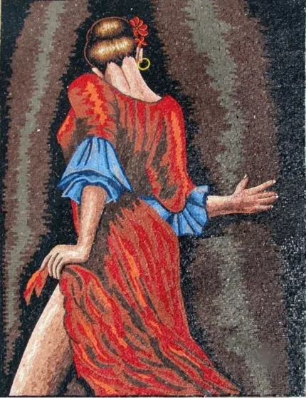 Flamenco Dancer Marble Mosaic Mural Art, 31"x39"