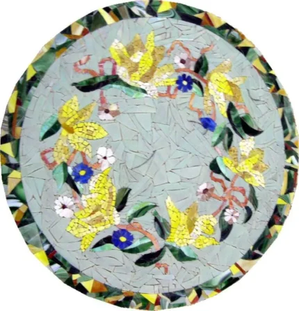 Floral Medallion Mosaic Artwork, Florallo, 31"x31"
