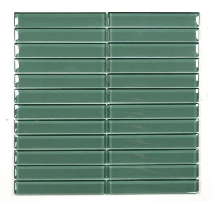Flowing 12"x12" Brick Glossy Glass Mosaic Wall Tile,Green, Box of 10 Pieces