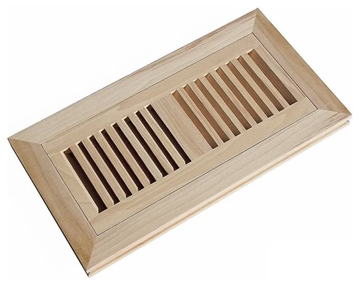 Flush Mount Wood Floor Vent Register Unfinished, Hickory, 4''x10'' - Image 1