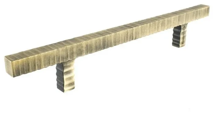 "Forged 3" Square Bar Pull 6.75" Center-to-Center, Antique Brass - Image 1