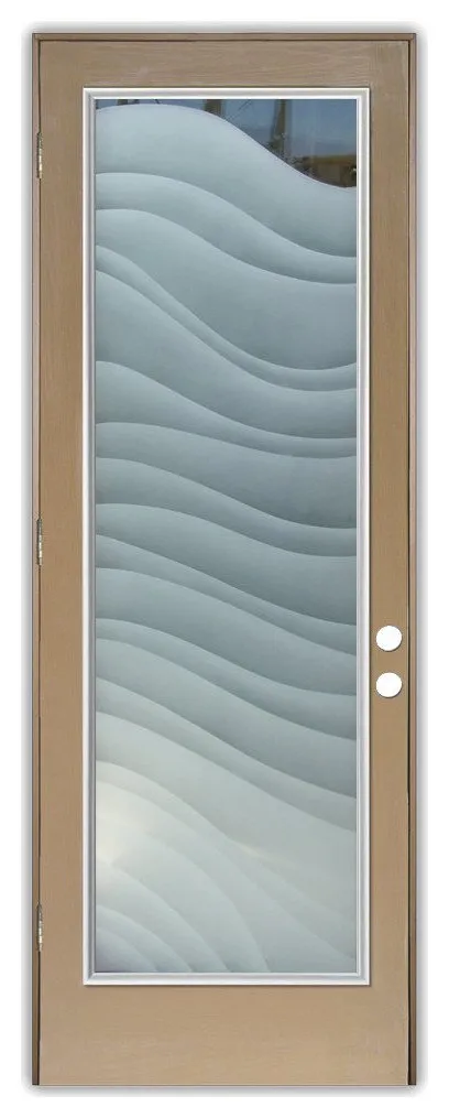 Front Doors - Dreamy Waves Frosted Glass Design - 30" x 80" - CUSTOMIZE ANY...