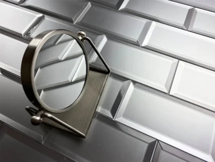 Frosted 3"x 6" Beveled Glass Subway Tile,Matte Gray, Piece