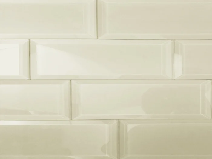 Frosted 3"x12" Beveled Glass Subway Tile,Glossy Creme, 1 Piece - Image 1