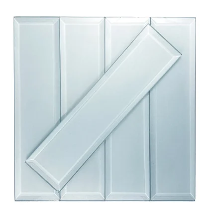 Frosted 3"x12" Beveled Glass Subway Tile,Matte Blue, Piece