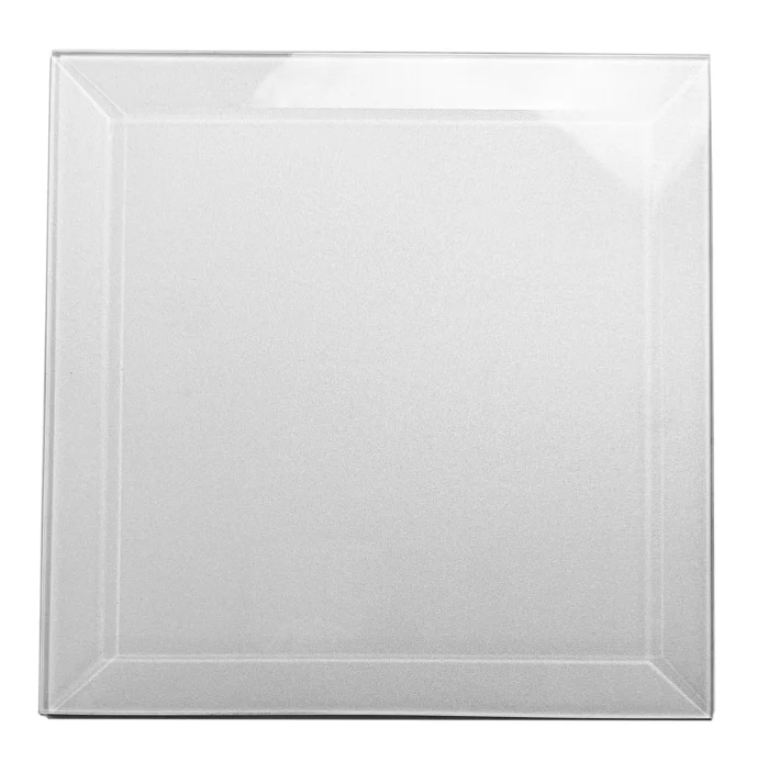 Frosted Elegance 8"x8" Beveled Glass Wall Tile,Glossy White, Box of 36 Pieces - Image 1