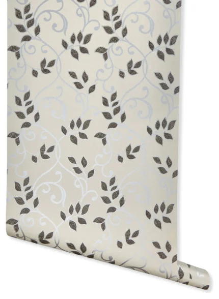 Gardin Wallpaper, Beige/Silver/Black, Swatch