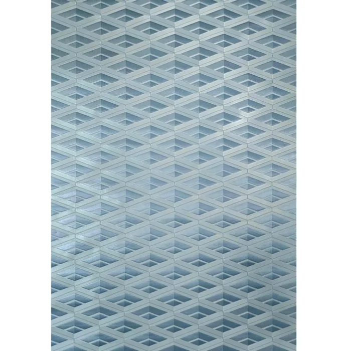 Geometric diamond textured gray slate blue silver metallic geo wallpaper roll 3D, 76 Sq.ft - Triple Roll -  2.3 Ft X 33 Ft - Image 1