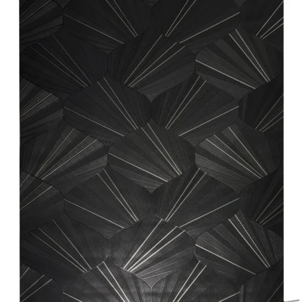 Geometric wave drop Contemporary black gold metallic lines wallpaper textured 3D