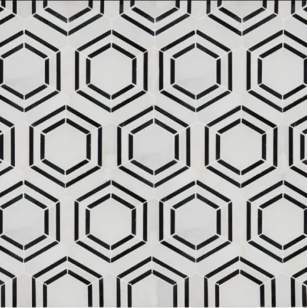 Georama Nero Pattern Polished Marble Mosaic, Sample