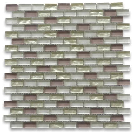 Glass Mosaic Tile Pink Light Yellow & Beige Glass Accent Backsplashes, 1 sheet