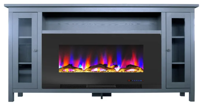 Glenwood Electric Fireplace Heater With 59" Mahogany TV Stand - Image 1