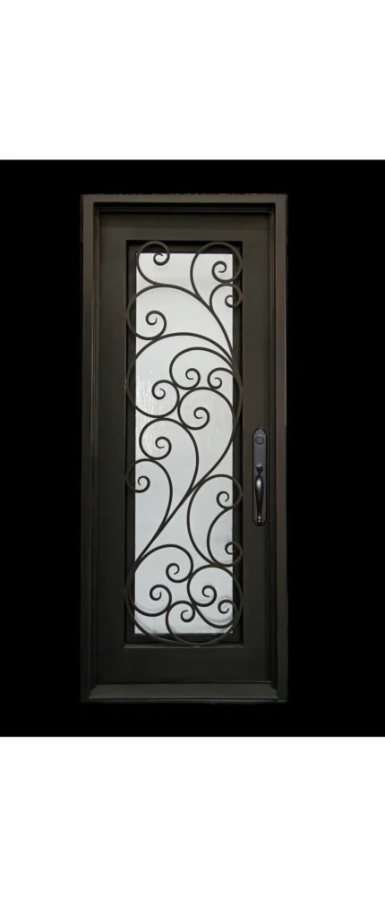 Gloria 39"x81" Wrought Iron Door, Aged Bronze Patina, Right Hand